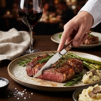 Ensemble de couteaux à steak style Laguiole, 6 pièces, couteaux à steak OEM, boîte cadeau personnalisée, couverts pour restaurant, salle à manger