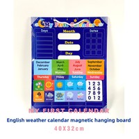 Calendrier éducatif pour enfants tout en anglais, tableau d'enregistrement des saisons météorologiques et du temps, autocollant tableau blanc, papier mural à suspendre