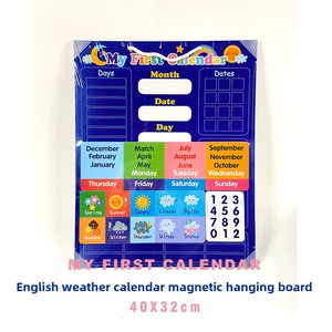 <span class=keywords><strong>Calendrier</strong></span> éducatif pour enfants tout en anglais, tableau d'enregistrement des saisons météorologiques et du temps, autocollant tableau blanc, papier mural à suspendre - Product Image 5