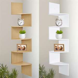 Vente directe d'usine toilettes pour salon à 5 niveaux échelle d'angle murale étagère couleur marron - Product Image 3