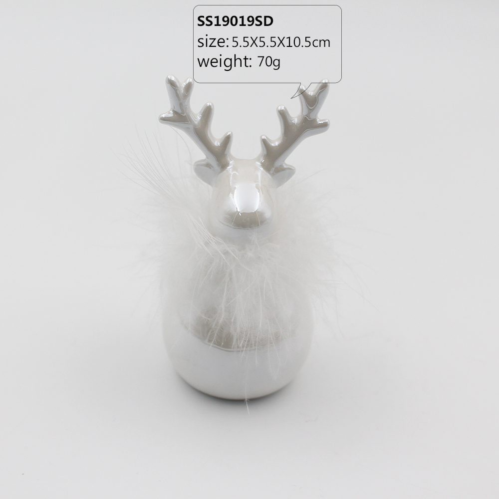Christmas gift shell chandelier reindeer scarf Deco deer figurine deer ceramic - Product Image 4