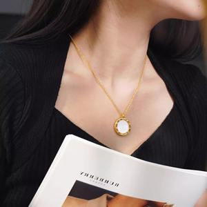 Bijoux chauds bijoux en or véritable AU750 <span class=keywords><strong>grande</strong></span> <span class=keywords><strong>vadrouille</strong></span> ronde et Agate AB Surface pendentif en or breloque pour collier solide 18K bijoux personnalisés - Product Image 3