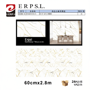 Adesivo da parete Erpsl Lk-47 60cmx2.8m con motivo marmo dorato per decorazione domestica - Product Image 1