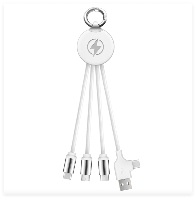 Nice Gift Led Light up Logo Dual Input Type C Usb Charging Cable 6 in 1 White All in One Charging Cable