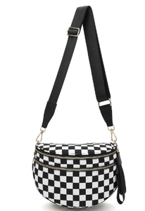 Women Checkered Bum Bag Casual Fanny Pack <b>Large</b> Capacity Crossbody Adjustable Strap Simple Shoulder Mommy Bag Daily Travel Tote - Product Image 3