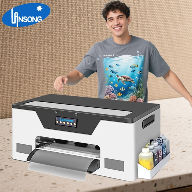 Automatic Lansong A3 Dtf Printer 330Mm Print Width Single Xp600 Print Head With Riin Software for T Shirt Heat Transfer Printing