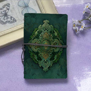 A6 Cuaderno Vintage hecho a mano con cierre de corbata Papel extraíble Regalo de <span class=keywords><strong>cumpleaños</strong></span> perfecto para el amigo del primo con verde adornado- - Product Image 2