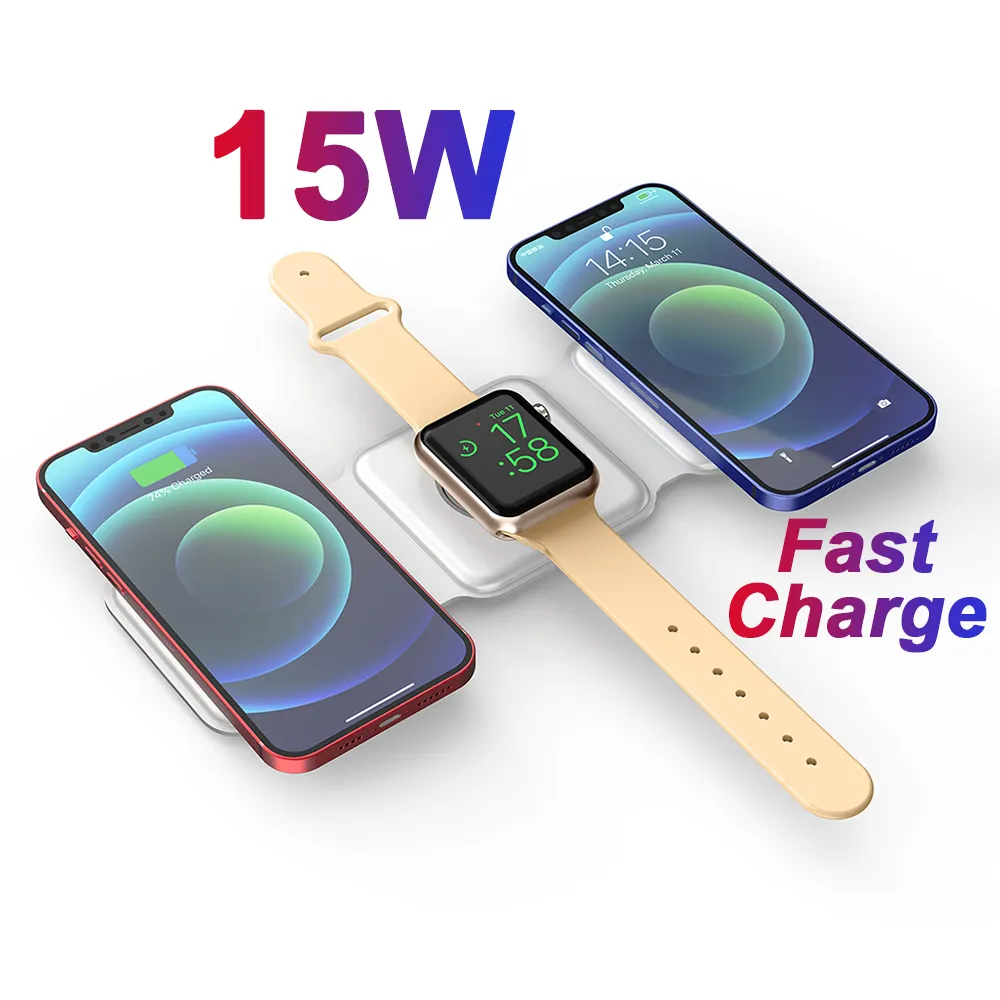 Caricabatterie Wireless magnetico 3 in 1 Dock di ricarica 15W per caricabatterie Wireless per telefono Apple per Apple Watch per caricabatterie Wireless Airpods