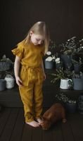 Ensemble en lin pour filles, Style décontracté, personnalisé, vêtements amples, culotte avec poches, Capris, chemises pour enfants