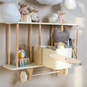 Hildreny-Soporte de madera para estantería, patrón de estilo aeroplano - Product Image 1