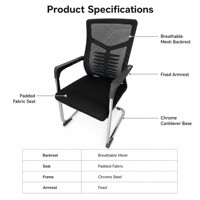 Chaise de bureau ergonomique moderne en maille avec base fixe arquée pour bureau de direction, bureau à domicile et salle d'étude