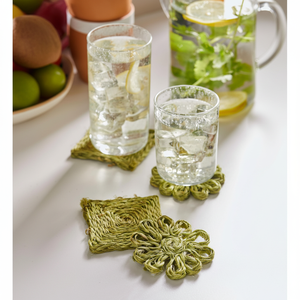 Posavasos Decorativos de Fibra Natural para Mesa de Centro, Mesa de Comedor, Vino, Té y Bebidas, Juego Rústico Hecho a Mano - Product Image 1