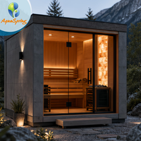 Sauna carré extérieur en cèdre traditionnel avec porte vitrée pour 4-5 personnes, sauna sec haute température, vente en gros