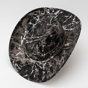 หมวกเดนิมปีกกว้างลายมัดย้อมสีดำเงินแบบกำหนดเอง พร้อมสายคาดถัก สไตล์คาวบอย สำหรับใส่ในชีวิตประจำวัน กิจกรรมกลางแจ้ง กันแดด แฟ<span class=keywords><strong>ช</strong></span>ั่นทันสมัย - Product Image 5