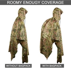 Multi Function Camouflage 3 in 1 Waterproof Rain Poncho Lightweight <strong>Raincoat</strong> for Hiking Camping - Product Image 6