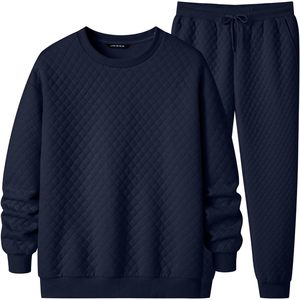 Ensemble de survêtement matelassé pour homme FOXA, sweat-shirt à col rond, pantalon de jogging, tenue décontractée, manches longues, respirant - Product Image 1