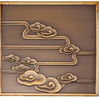 Panneau mural en laiton moulé sous pression de style chinois, motif 3D en relief de lotus, dragon, phénix et nuages, art mural, cloison d'entrée, culturel