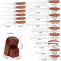 Couteaux de cuisine en acier inoxydable à haute teneur en carbone 3Cr13, couteau de chef japonais, ensemble de couteaux de cuisine avec bloc en bois, ciseaux, aiguiseur