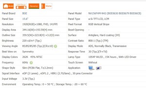 BOE NV156FHM-N42 15.6インチFHD 1920*1080 IPS/ADS TFT LCDモジュールA-SiパネルEDP 30ピンLEDドライバ工業用ラップトップディスプレイ - Product Image 5