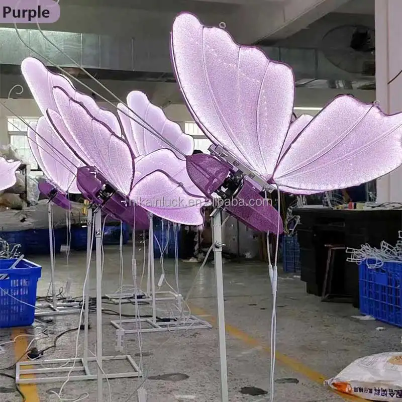 Party Big Butterfly Props Moving Floor Pink Blue Purple LED Butterfly Light For Wedding Party Decoration