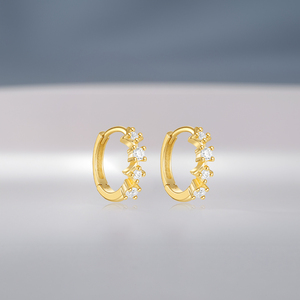 Aretes CANNER de Plata Esterlina 925 con Estrella de Cuatro Puntas y Estrella de Ocho Puntas, Aretes de Zirconia con Cadena de Flores para Mujer - Product Image 4