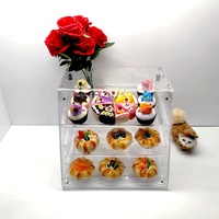Vitrine de pâtisserie en acrylique à 3 couches avec porte arrière, présentoir de comptoir en cristal pour gâteaux pâtisserie Donuts