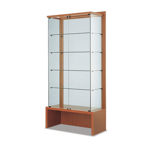 Vitrine moderne 104x46x218 cm en bois de cerisier avec porte vitrée et unité de rangement en bas - Product Image 1