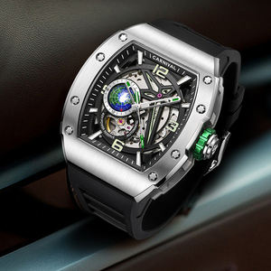 Montre mécanique de luxe CARNIVAL Tonneau avec bracelet en caoutchouc et cadran à aiguilles pour homme 42x49mm en acier inoxydable, style professionnel et tendance - Product Image 3