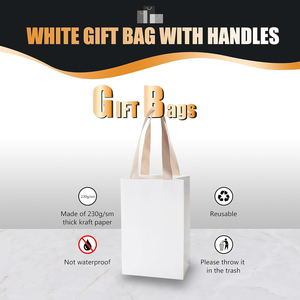 Sac de shopping blanc haut de gamme avec poignée en ruban, taille personnalisée, sac en papier spécial pour cadeau de mariage, emballage écologique - Product Image 5