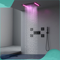 Système de douche de luxe Hongdec en laiton avec poignée unique, pommeau de pluie en céramique, cascade, robinet thermostatique, ensemble complet