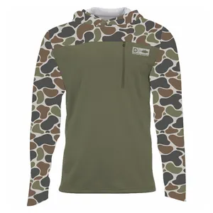 Camo Hoodie Fishing Wear Chemises à séchage rapide pour hommes à manches longues Concevez votre propre performance Chemises de pêche en camouflage