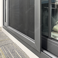Ventana Corredera de Aluminio Negra de Doble Acristalamiento Exterior de 4 x 6 con Diseño de Rejilla Mosquitera y Protección Antirrobo