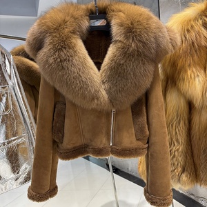 Chaqueta de Gamuza Camel con Capucha para <span class=keywords><strong>Mujer</strong></span>, Invierno 2025, Chaqueta de Cuero Auténtico - Product Image 2