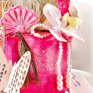 Honey And Sweetness Chinese Style Cake Decorations Antique Butterfly <b>Folding</b> Fan Wooden <b>Screen</b> Cake Toppers Inserts - Product Image 4