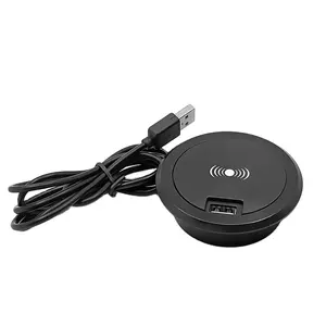 Embedded Desk Fast Wireless Charger 10W Built-in Wireless Charger for All Qi-Enabled Devices with 1 usb charging port