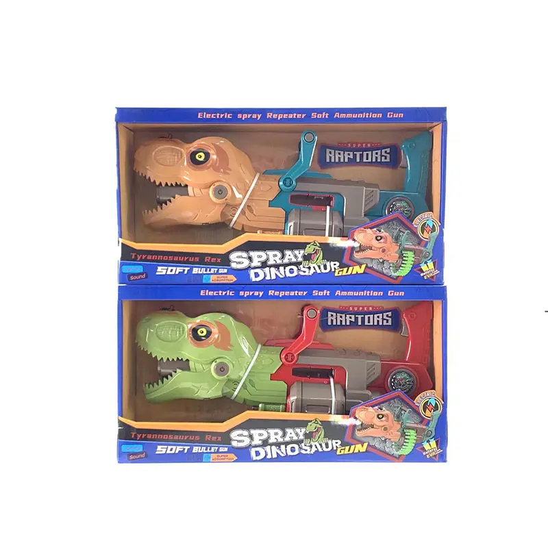 Çocuk için yumuşak kurşun dinozor oyuncak silah sprey ses aydınlatma