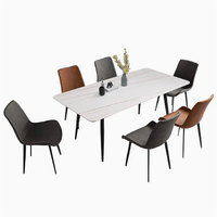 Table à manger rectangulaire moderne en pierre frittée de style marbre, design italien minimaliste, ensemble bar pour la maison, 4 places, usage hôtelier, luxe