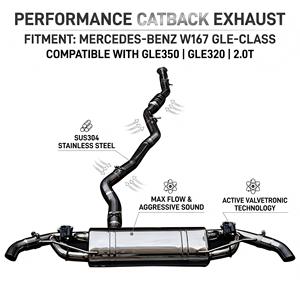 ระบบท่อไอเสียแบบ Catback พร้อมวาล์วอิเล็กทรอนิกส์คู่ Vortex SS304 สำหรับ Mercedes-Benz GLE350 GLE320 W167 2.0T ปี 2016-2024 ชุดแต่ง - Product Image 1