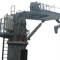 Grue de pont marine pliante télescopique à bras rigide, montée sur piédestal, pour transfert embarcation-terre, avec moteur et pompe, capacité de levage 1-12t, hauteur maximale 25m