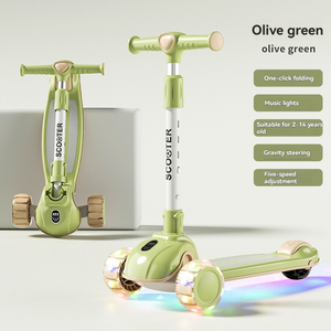 Trottinette pour enfants réglable et pliable avec 3 roues LED clignotantes, style moderne pour les jeux en plein air, pour les enfants de 3 à 12 <span class=keywords><strong>ans</strong></span> - Product Image 3