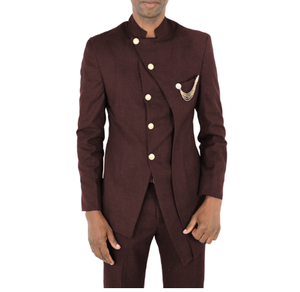 Abito stile indiano per gli uomini completi set colletto con Blazer <span class=keywords><strong>2</strong></span> pezzi abiti maschili Slim Fit per il ballo di nozze smoking - Product Image 2