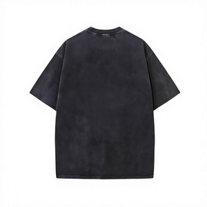 เสื้อยืดคอตตอนสีดำทรงโอเวอร์ไซส์คุณภาพพรีเมียมสำหรับผู้ชาย สั่งทำขายส่ง พิมพ์โลโก้ด้านหน้า คอกลม แขนสั้น สไตล์ลำลอง - Product Image 3