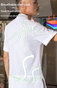 Vestes <span class=keywords><strong>de</strong></span> <span class=keywords><strong>chef</strong></span> en maille tricotée respirante et fraîche pour l'été, 100% polyester, avec logo brodé, manches courtes, pour chefs exécutifs d'hôtel - Product Image 6