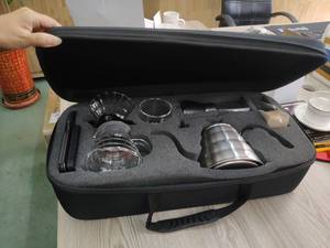 Versare sopra la caffettiera Set regalo metallo nero classico acciaio inossidabile strumenti per <span class=keywords><strong>caffè</strong></span> e tè negozi di alimenti e bevande macinacaffè - Product Image 2