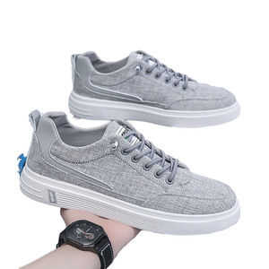 Men's New Breathable Fashion Trend Lace-up <b>Canvas</b> Upper Athletic Sneakers PU Lining Rubber Outsole Casual Versatile Work Shoes - Product Image 1