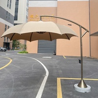 Parasol Cantilever Extérieur Grande Taille en Acier Inoxydable Imperméable Moderne Pliable avec Base en Marbre pour Repas, Plage et Piscine