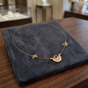 Luxury Gold Crescent Moon Pendant <b>Necklace</b> for Women Minimalist Fashion Jewelry Gold Finish Daily Wear Elegant <b>Necklace</b> Set - Product Image 2