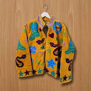 Chaqueta de terciopelo bordada a mano con cadena de colores para mujer, estilo retro vaquero occidental, con estampado, abierta por delante, tipo kimono, abrigos de invierno - Product Image 3
