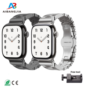Satine Grand <span class=keywords><strong>H</strong></span> Links correa de acero inoxidable para Apple Watch Series 11 <span class=keywords><strong>Band</strong></span> 10 9 8 correa de pulsera de metal para Iwatch 42mm 46mm - Product Image 1