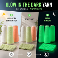 Fil de polyester recyclé écologique qui brille dans le noir pour vêtements de rave, fêtes sous lumière noire, broderie, amigurumi, crochet, tricot